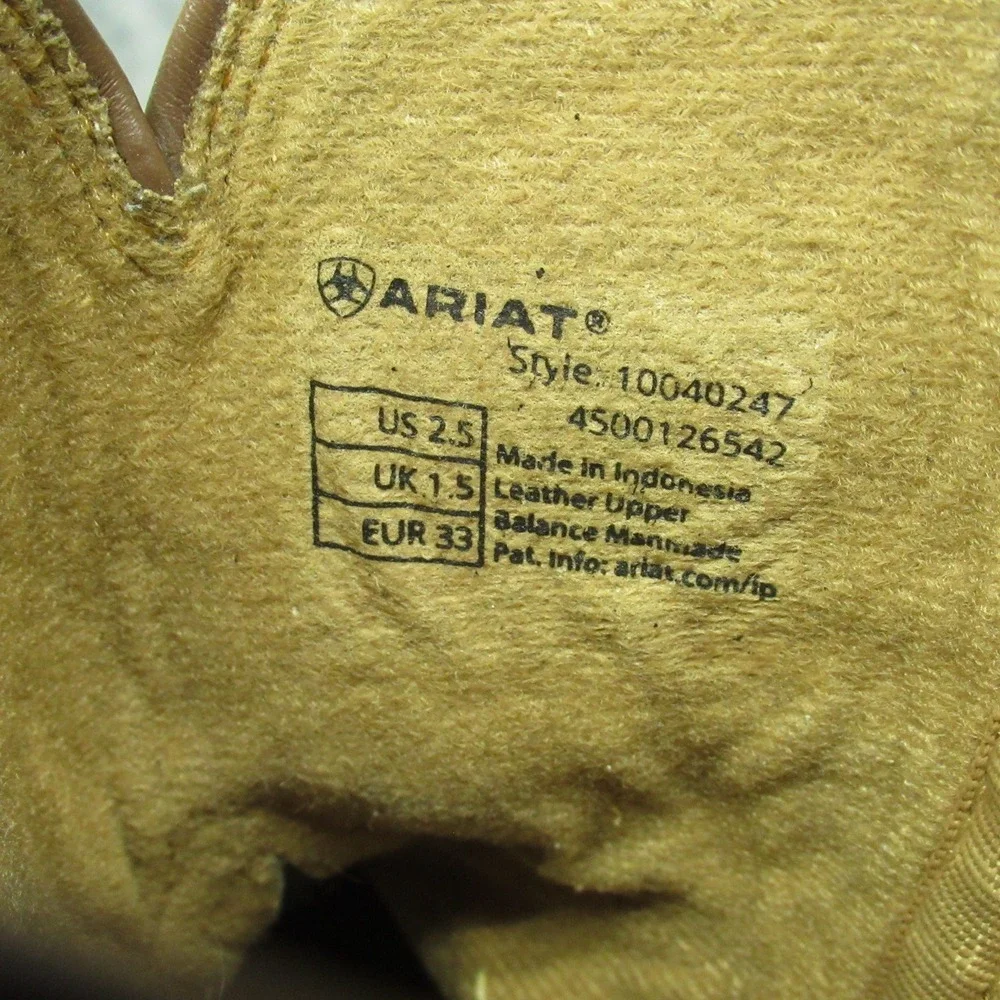 Ariat Kids Boots 2.5 Brown Blue Red Double Kicker‎ Stitching Western Square Toe